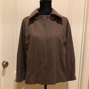 Lida Baday taupe 100% wool cropped trench jacket